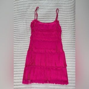 Vibrant Pink Fringe Dress {Never worn}
